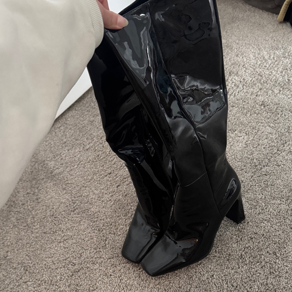 Black Patent Leather Zara Women's Boots